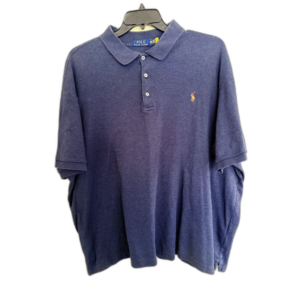 Polo Ralph Lauren Navy Blue Short Sleeve Polo Shirt - Red‎ Pony - Men’s 3XB